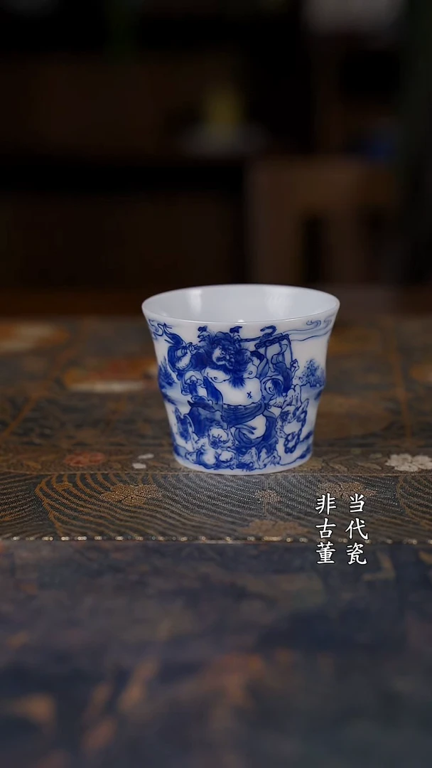 铭墨钟馗捉鬼竹节杯