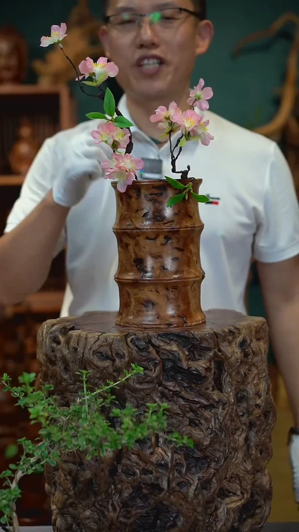 枣木雷击枣木竹节花器