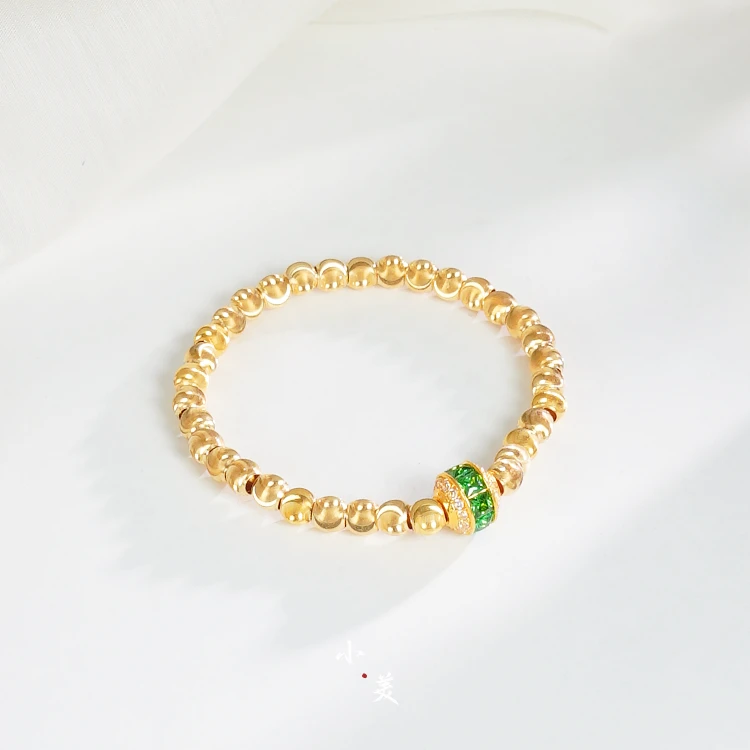 18K金猫眼金珠手串 G9946