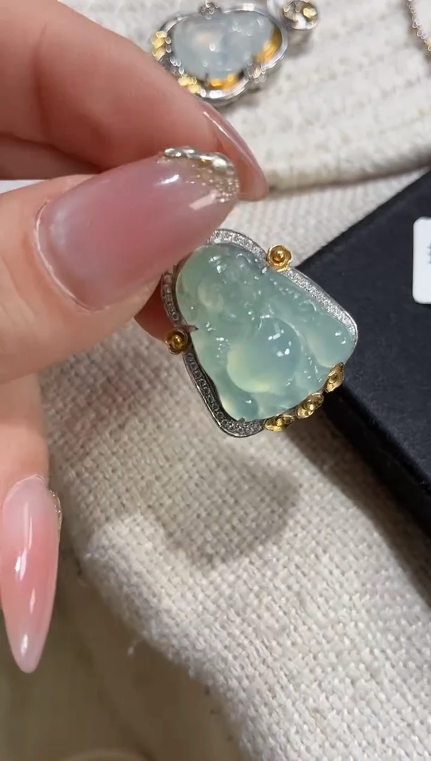 吊坠(不含链)银S925镶嵌翡翠吊坠