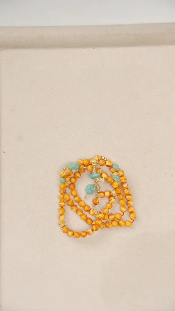 手串蜜蜡18K金镶嵌蜜蜡