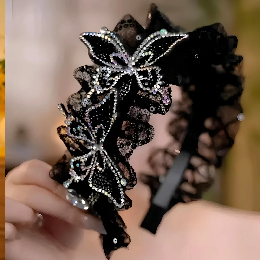 镂空蝴蝶宽边发箍设计师款精致时尚成人高颅顶投顾发饰压发头饰