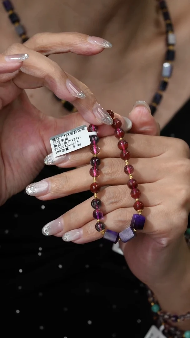 水晶手串18K金镶嵌D36（多样性发一件）