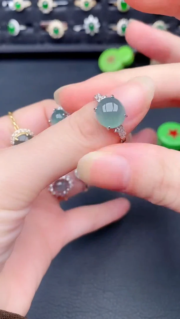 银S925镶嵌戒指翡翠天然a货翡翠6