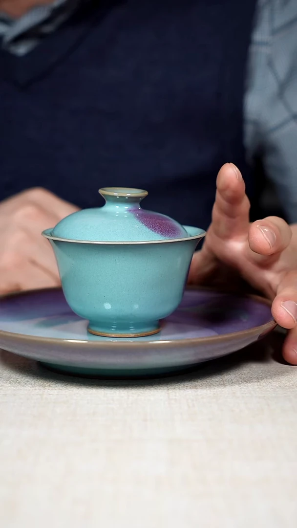 盖碗瓷钧窑茶器摆件
