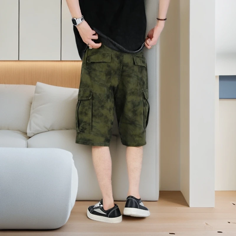 2025多口袋迷彩宽松潮流水洗男士轻奢痞帅男装裤子休闲工装裤夏季