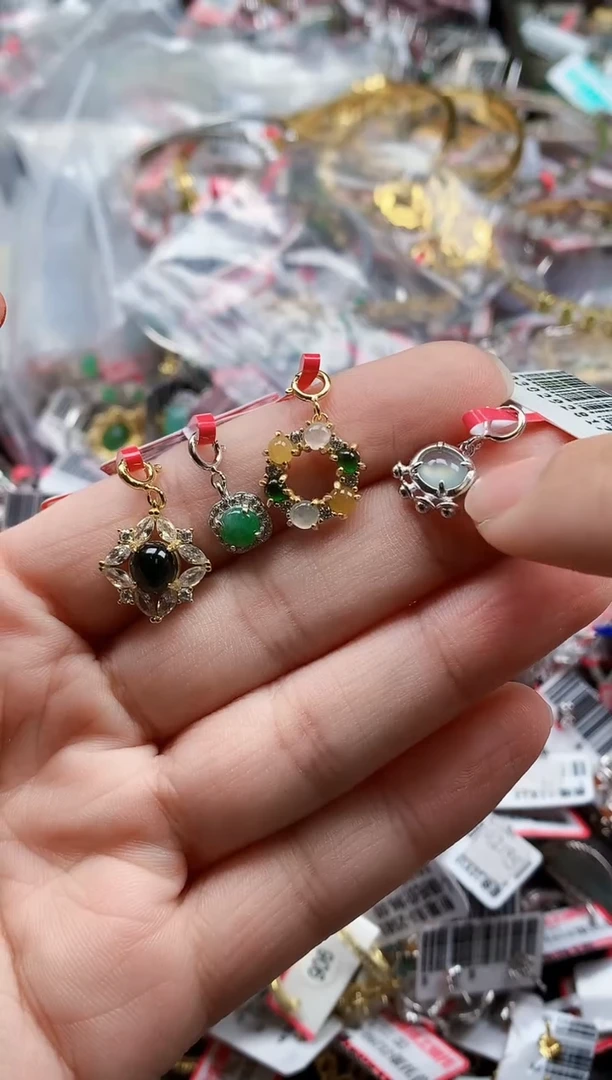 银S925镶嵌戒指翡翠天然A货缅甸翡翠