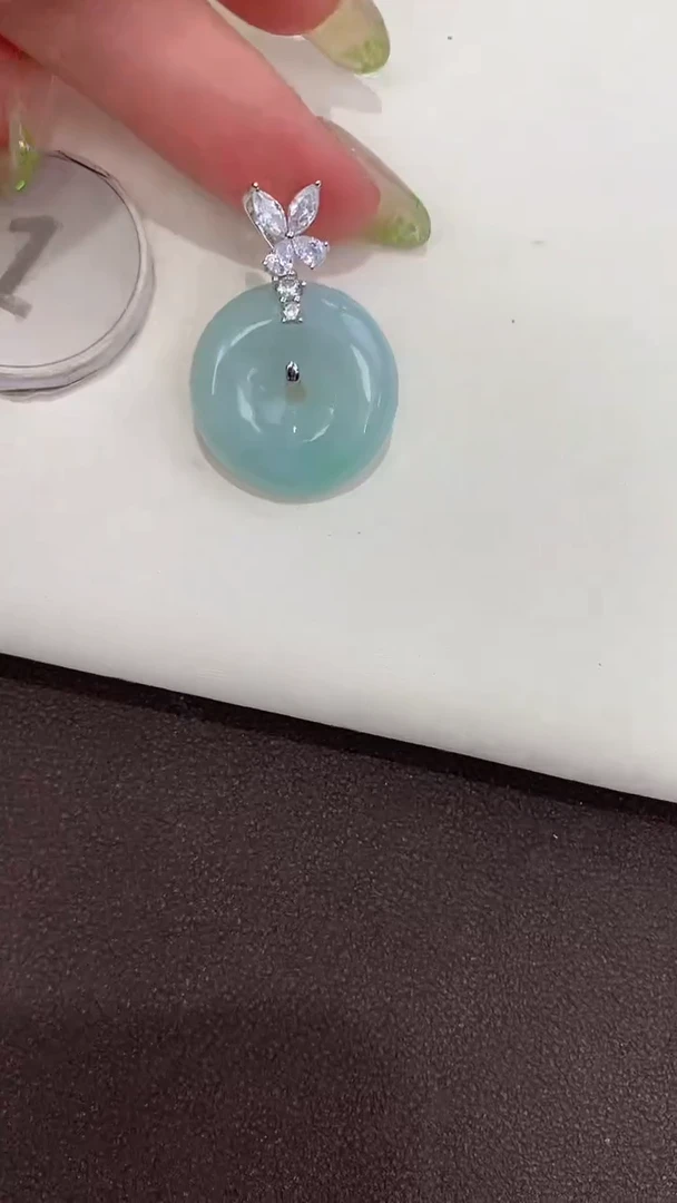 颈饰银S925镶嵌翡翠天然缅甸a货翡翠