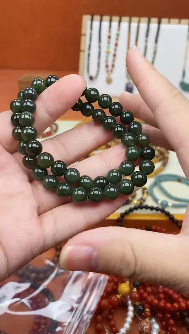 未镶嵌手链和田玉08浓晴双圈微瑕