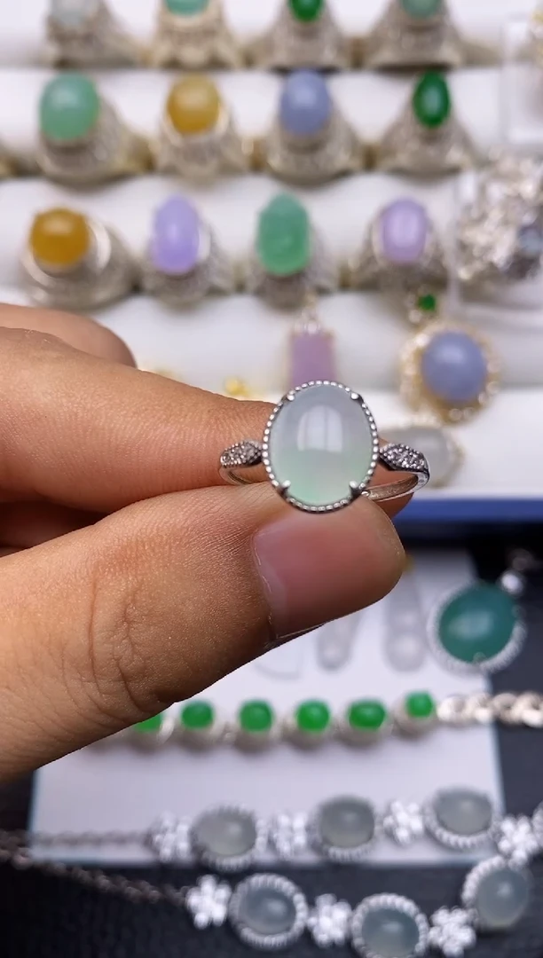 翡翠戒指银S925镶嵌/0002