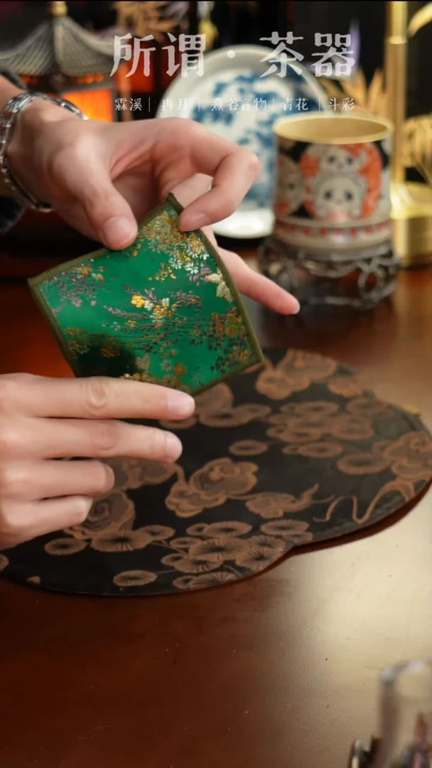 绿色万花杯垫3片