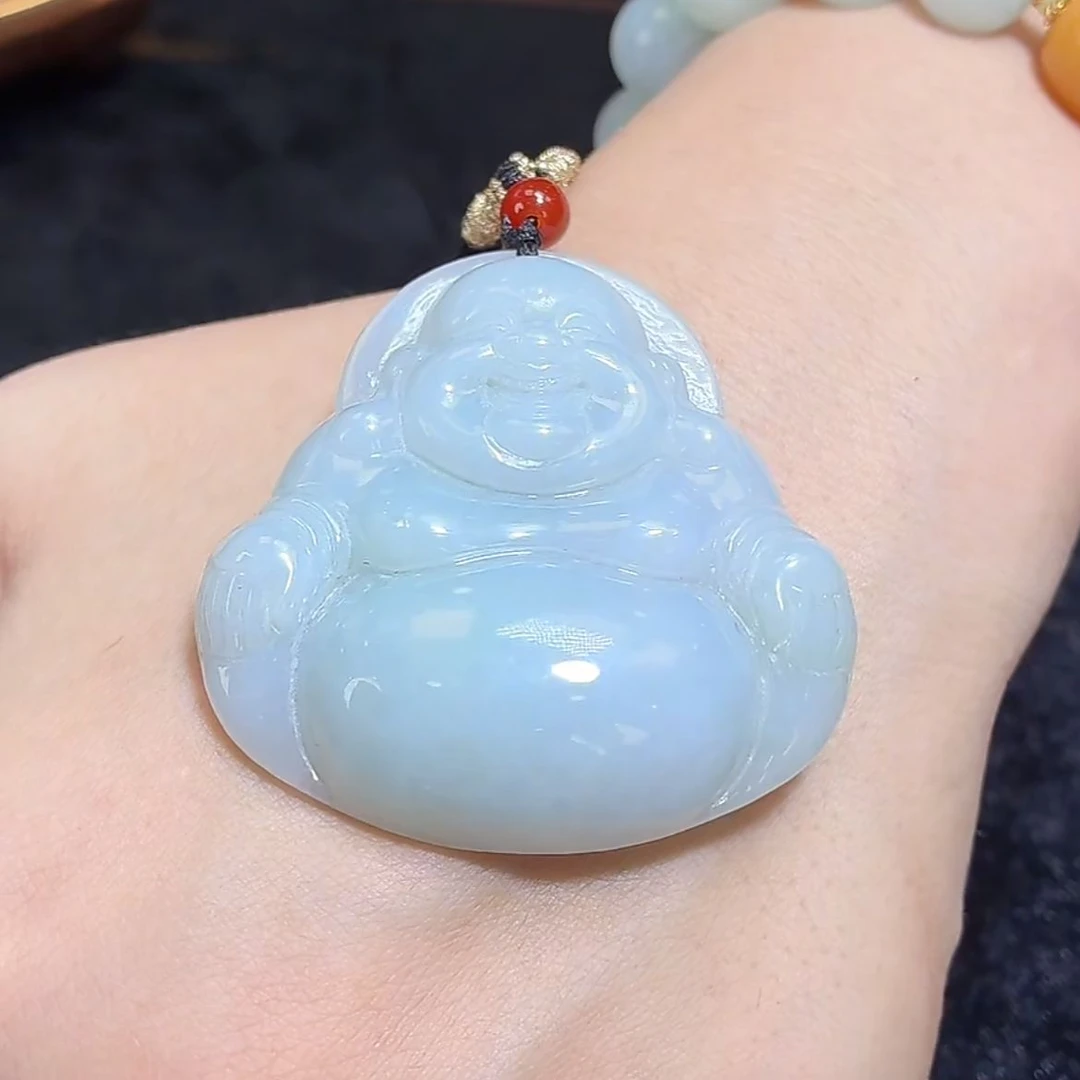 石惑珠宝@翡翠佛公吊坠约50*50mm-赠绳