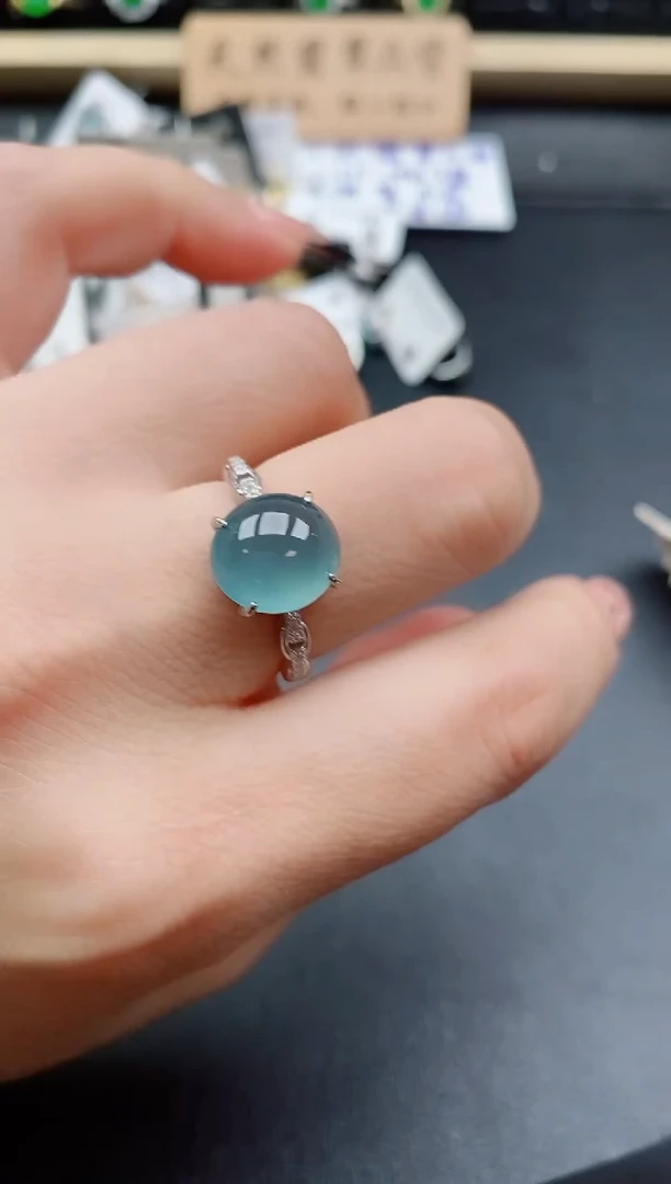 银S925镶嵌戒指翡翠1