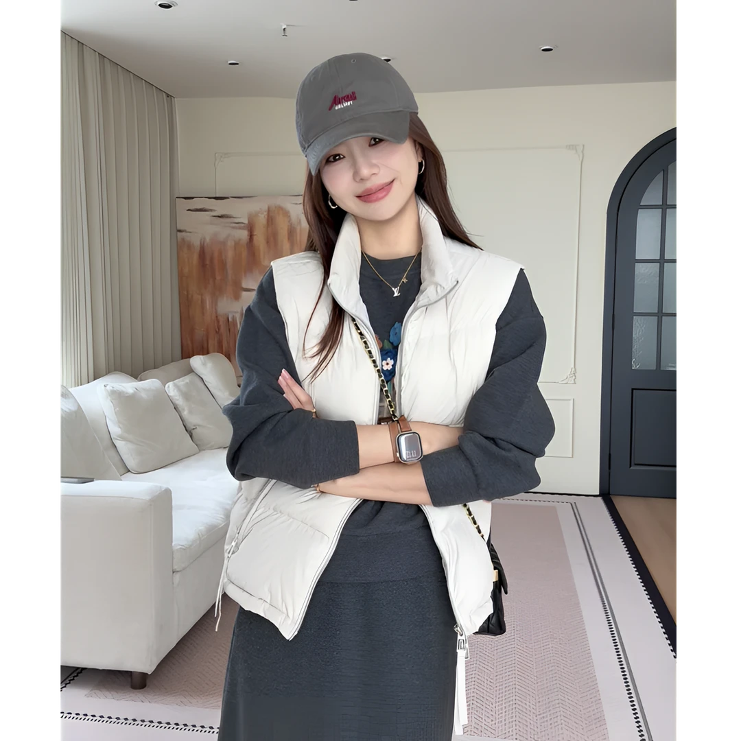 【余欢欢】冬季韩系简约休闲小立领羽绒马夹-YHW50918