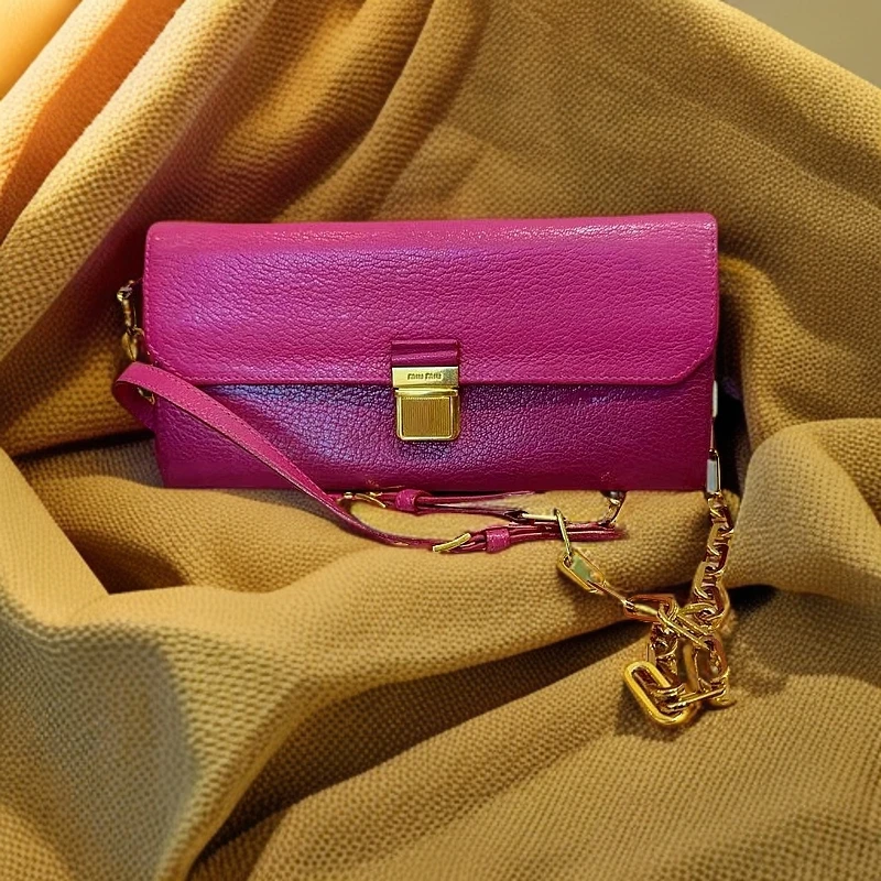 95新 MIU MIU/缪缪 玫红色链条包 1184 4684