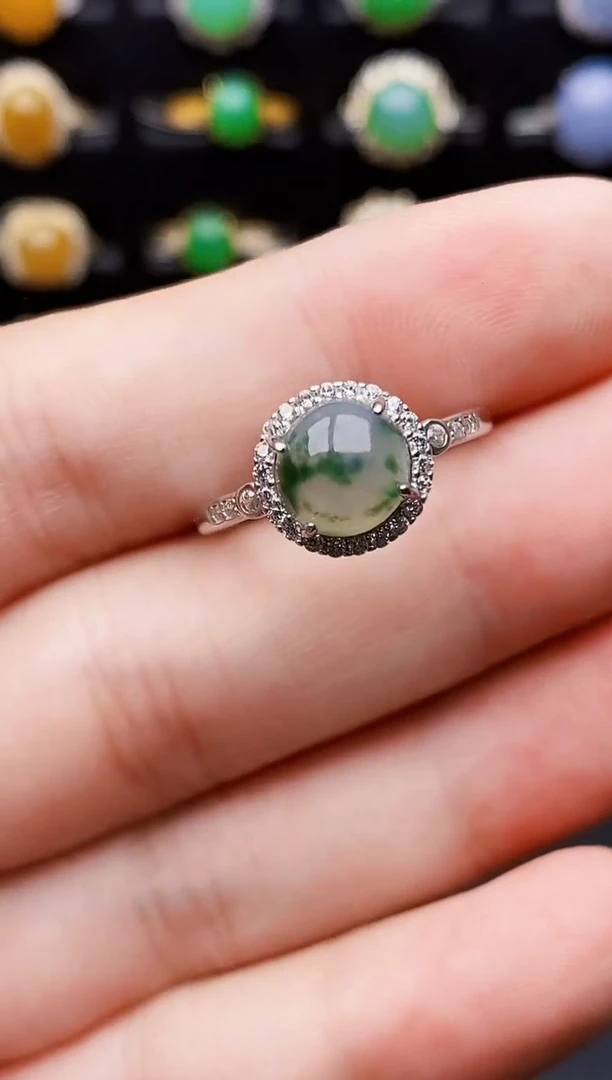 银S925镶嵌戒指翡翠6009