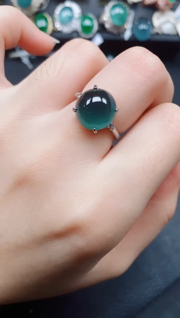 银S925镶嵌戒指翡翠翡翠