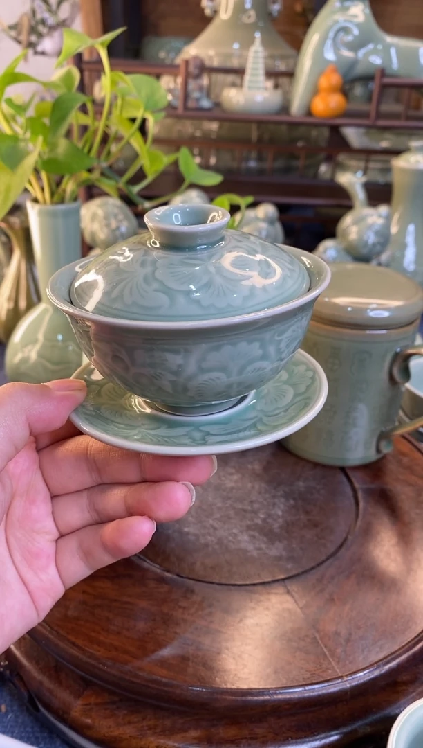 100016 微瑕 色差 缩小盖碗三才 特价处理1只