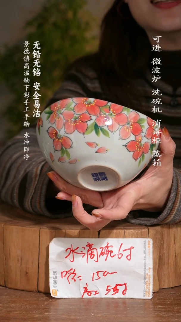 碗陶瓷景德镇高温瓷釉下彩手绘陶瓷