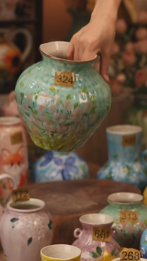 陶瓷324景德镇设计师手作花器摆件侘寂风