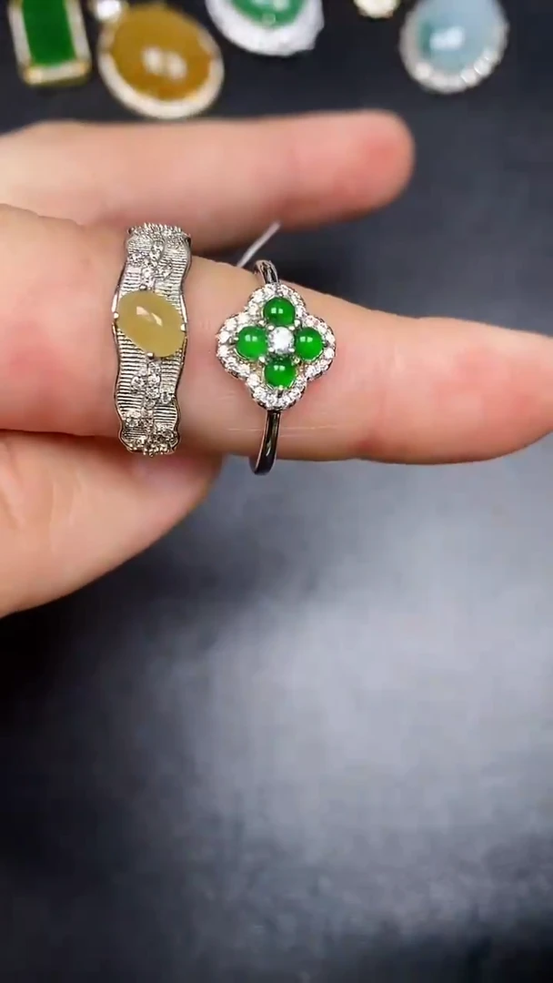 银S925镶嵌戒指翡翠1250