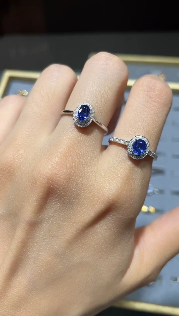 戒指蓝宝石18K金镶嵌1