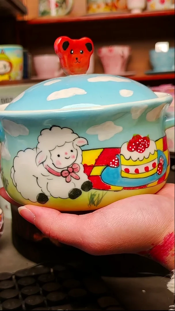 摆件陶景德镇高温手绘陶瓷有瑕