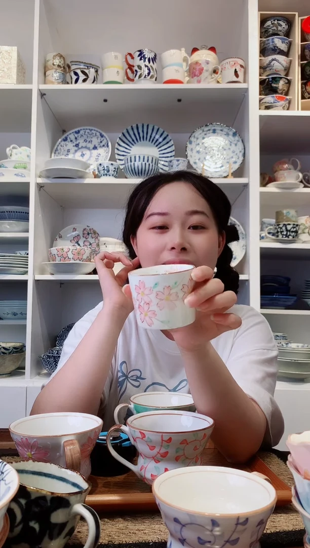 陶瓷日本进口樱花杯子