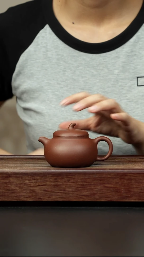 紫砂茶壶底槽清 矮茄瓜全手