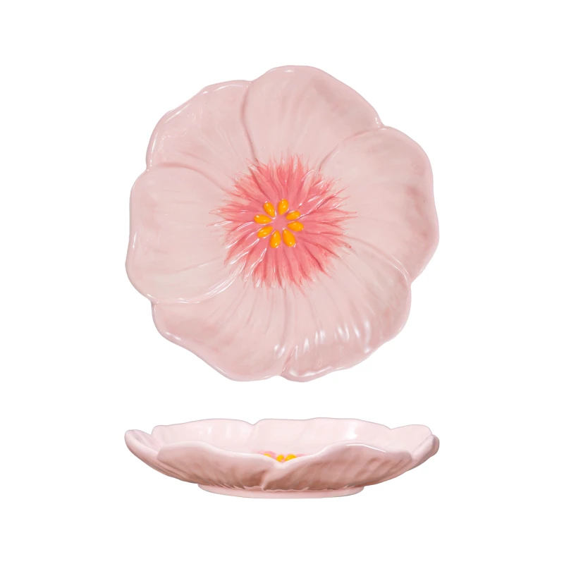 【SILESIA/出口原单】手绘桃粉佳人-6英寸花朵碟