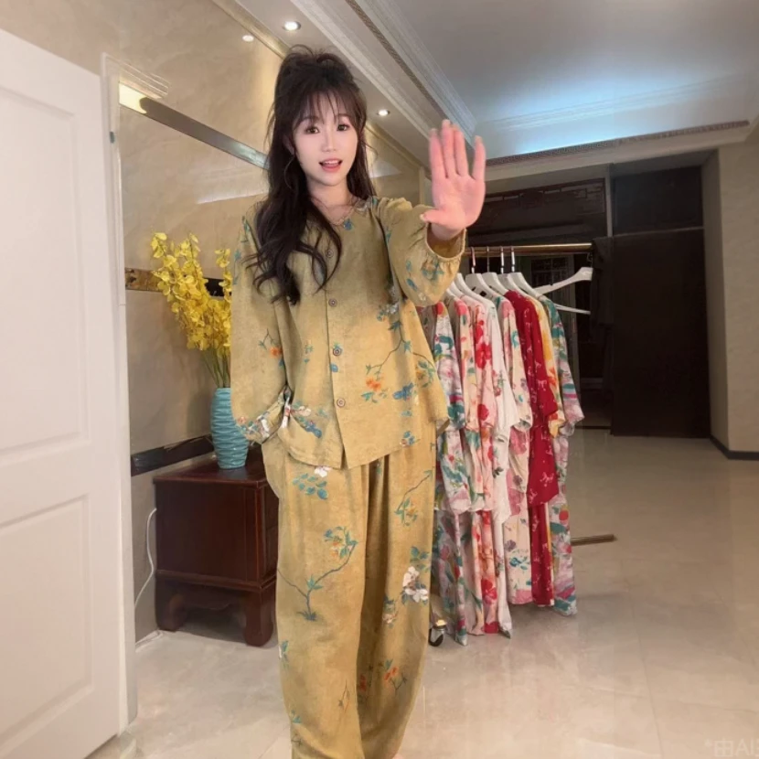 【棉绸！】家居服套装睡衣春夏睡衣家居服中年套装夏季简约宽松休闲