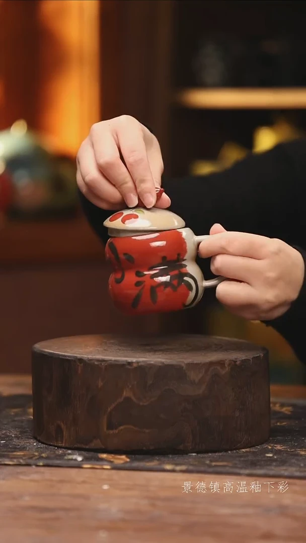 陶瓷景德镇高温釉下手绘陶瓷@L049@