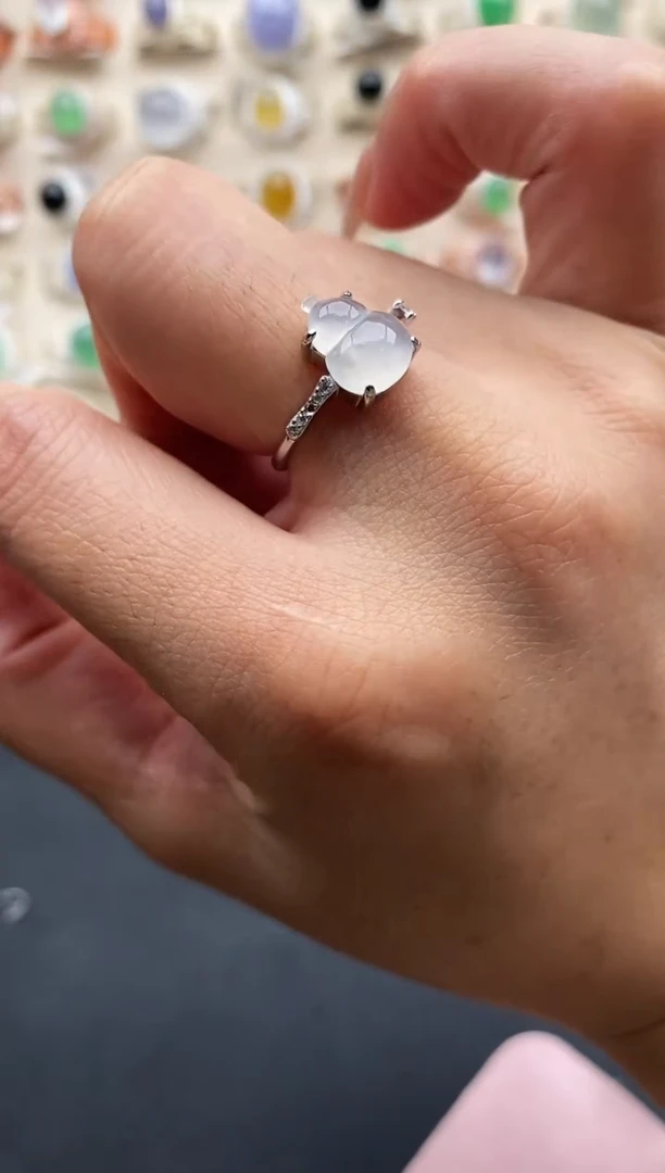 银S925镶嵌戒指翡翠缅甸天然A货翡翠116-7