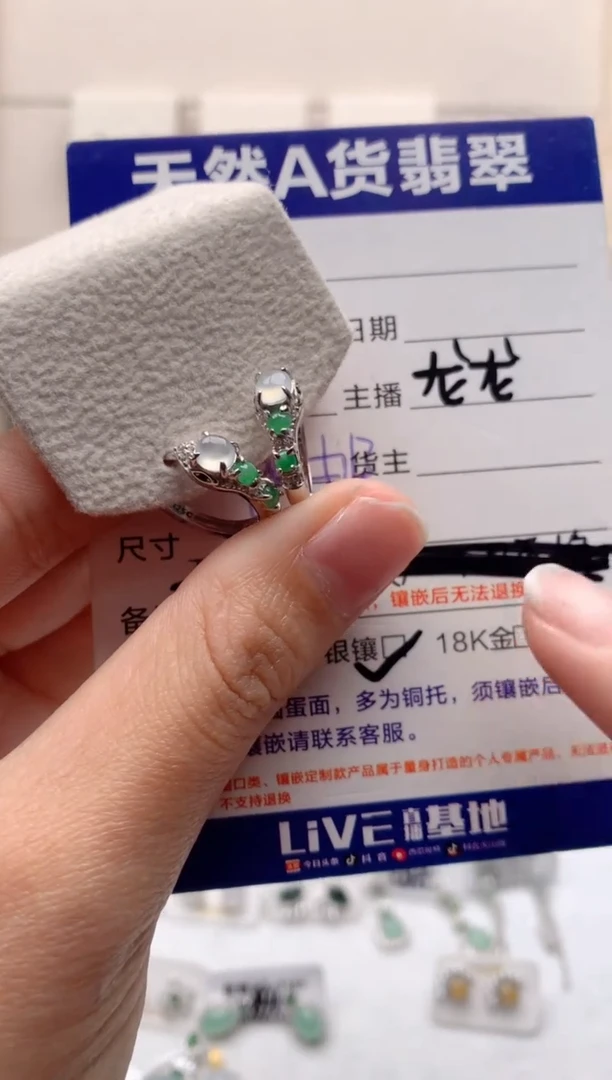 【闪购商品】翡翠耳饰银S925镶嵌3号