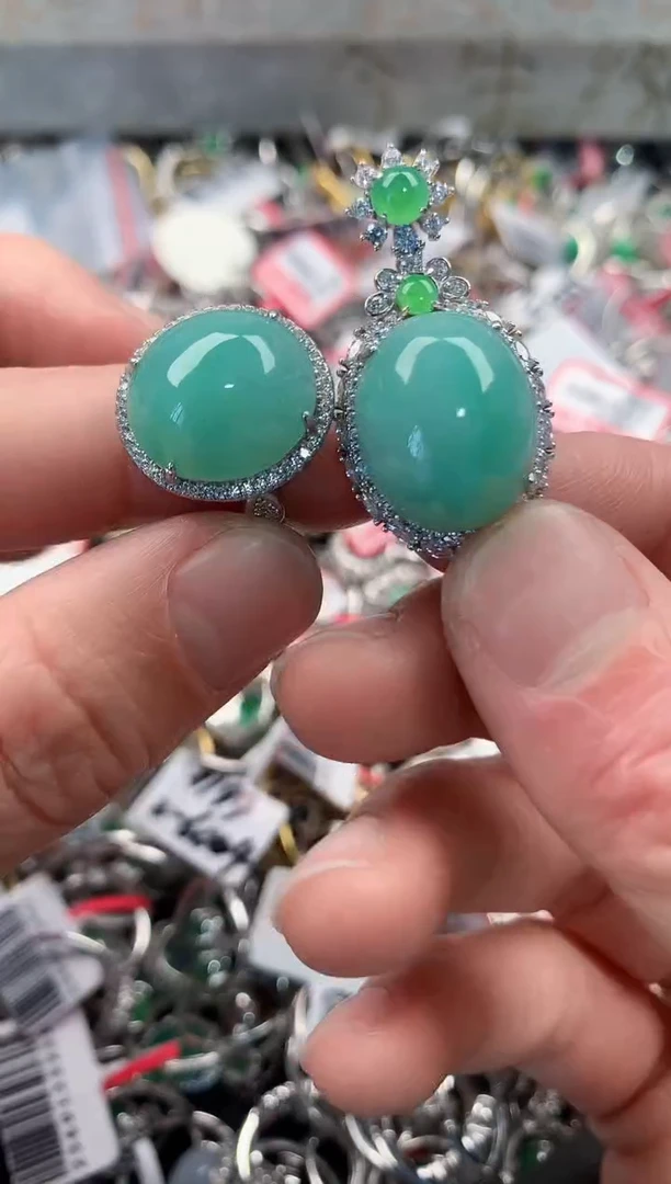 银S925镶嵌戒指翡翠666   9