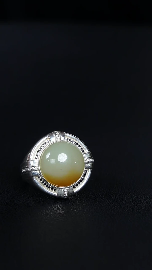 银S925镶嵌戒指和田玉tg