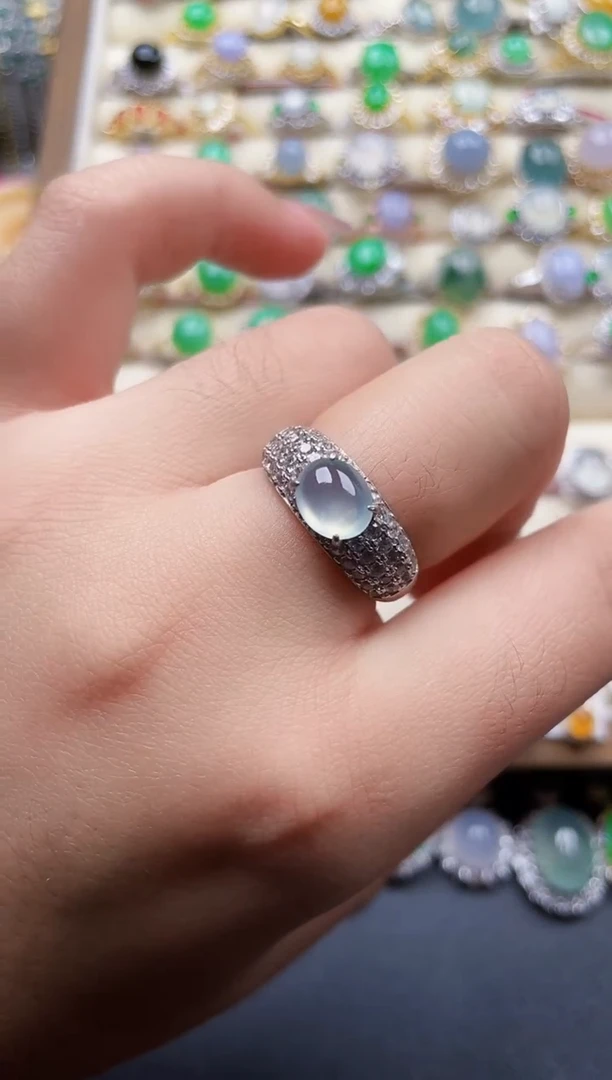 银S925镶嵌戒指翡翠239