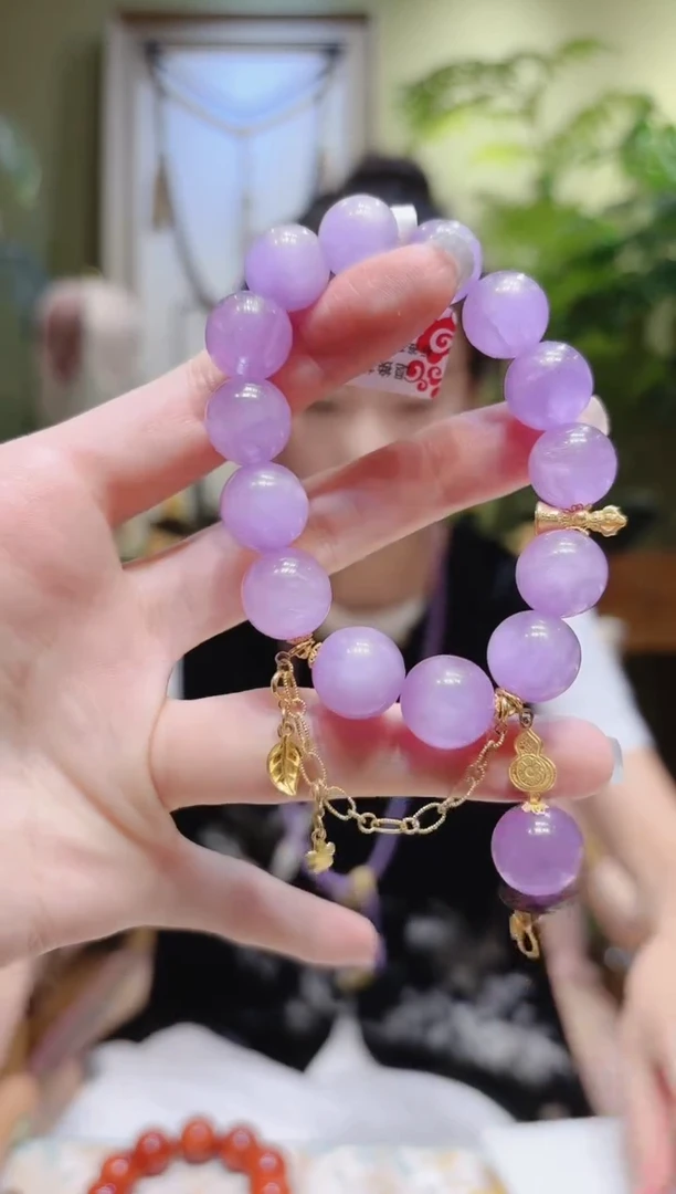 【闪购商品】锂辉石手串18K金镶嵌单珠提溜紫锂辉手串