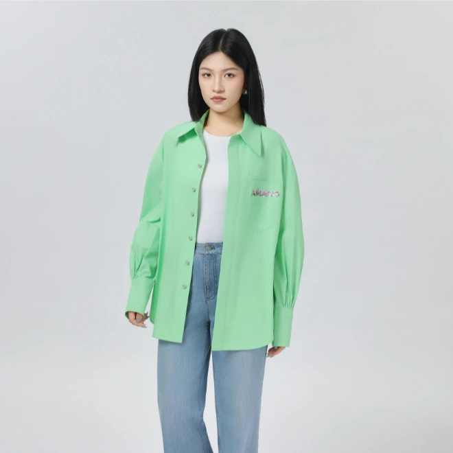 AMASS/阿玛施25春季新款百搭衬衣重工设计款衬衫女530052-11116AH