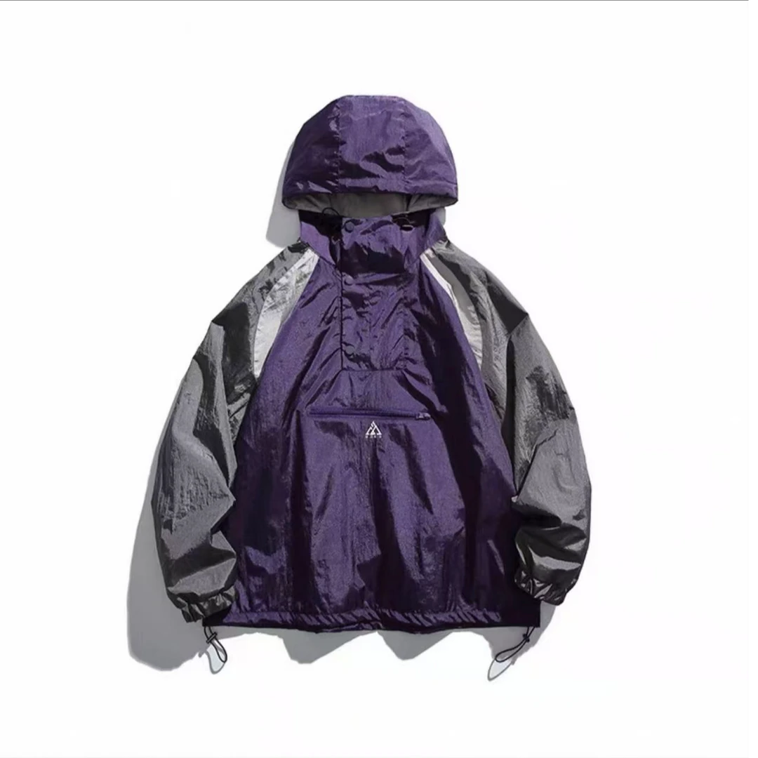 761户外撞色拼接套头防晒衣