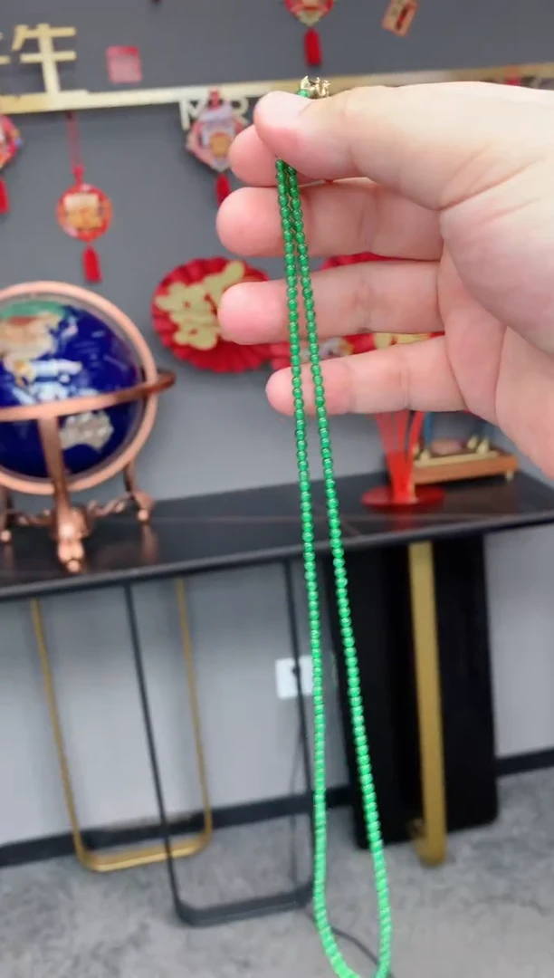 【闪购商品】定制翡翠18K金镶嵌翡翠项链 单圈