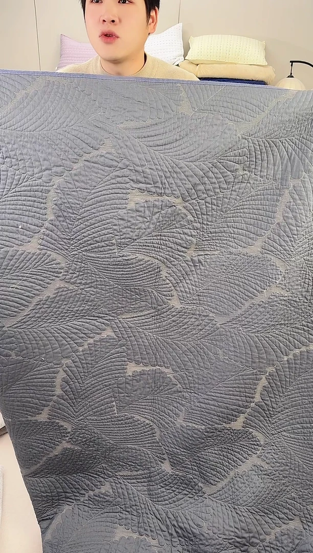 棉芭蕉叶深灰230*250单床盖纯棉