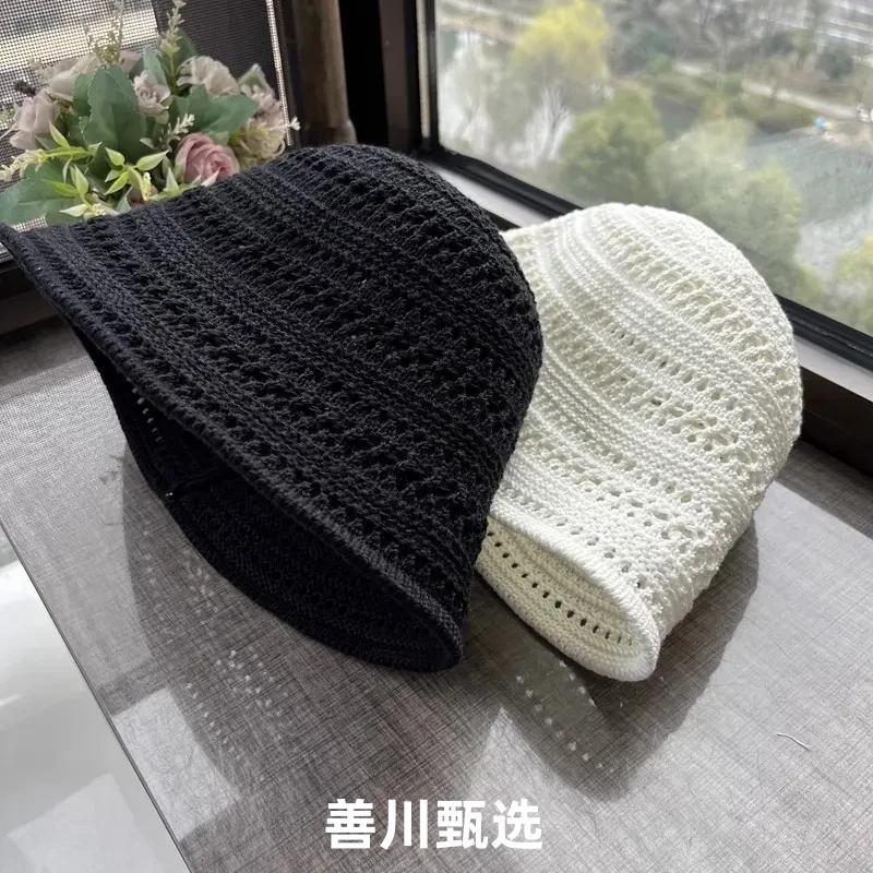 春夏季防晒帽子女镂空透气渔夫帽复古网眼凉感遮阳防晒帽百搭盆帽