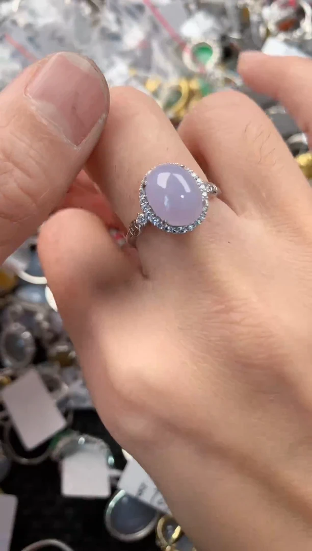 银S925镶嵌戒指翡翠666------6