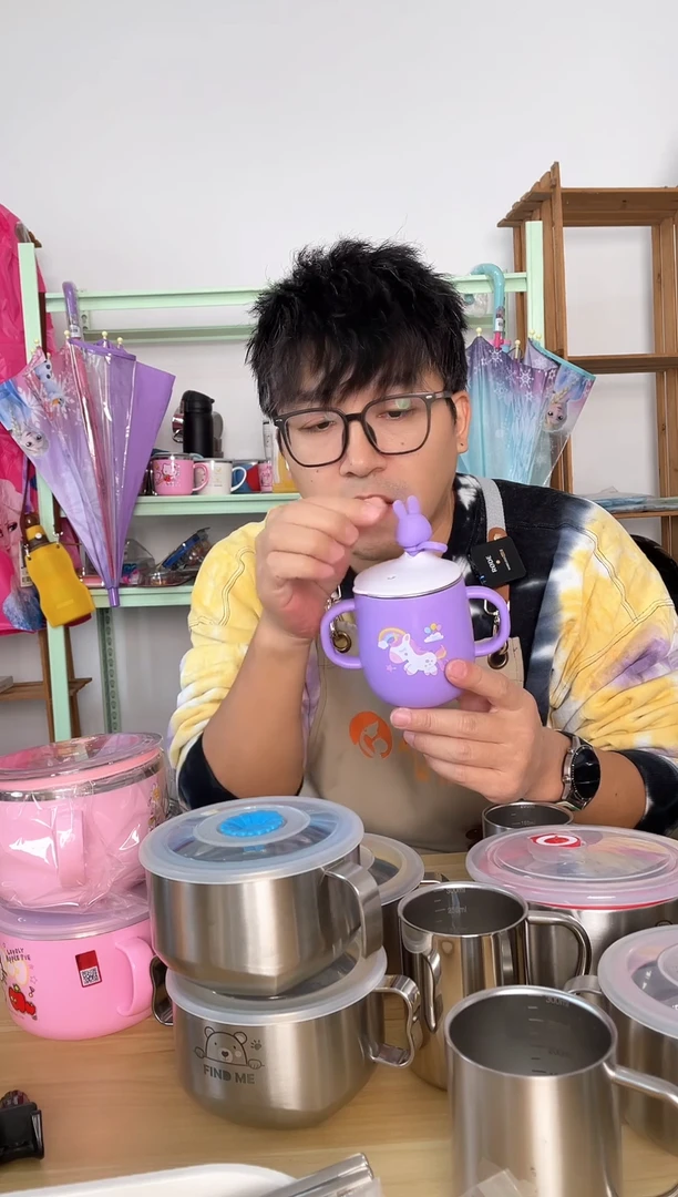 不锈钢紫色300ML水杯