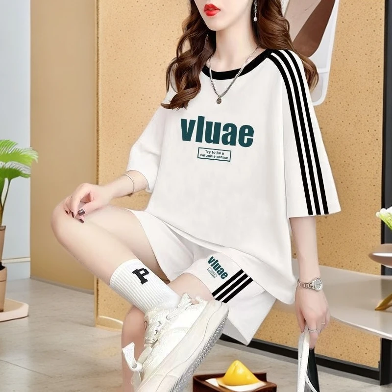 短袖短裤女装夏装休闲运动套装2025新款爆款洋气宽松时尚学生百搭