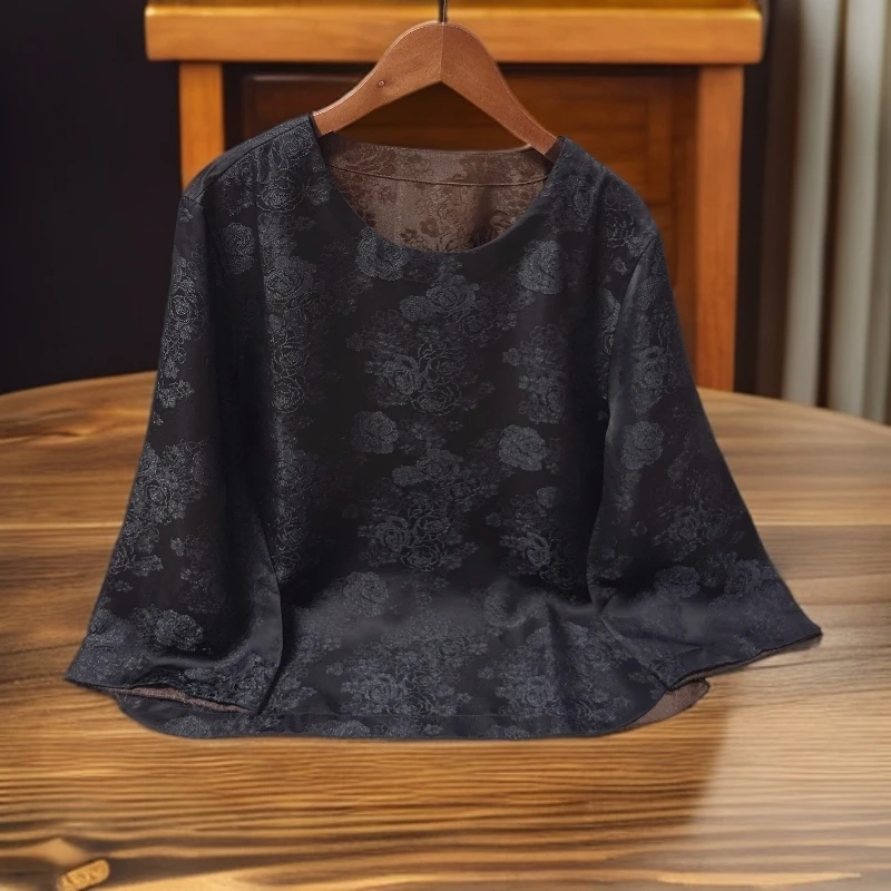 1068【金姐专属】新款黑色高定挂霜圆领上面上衣
