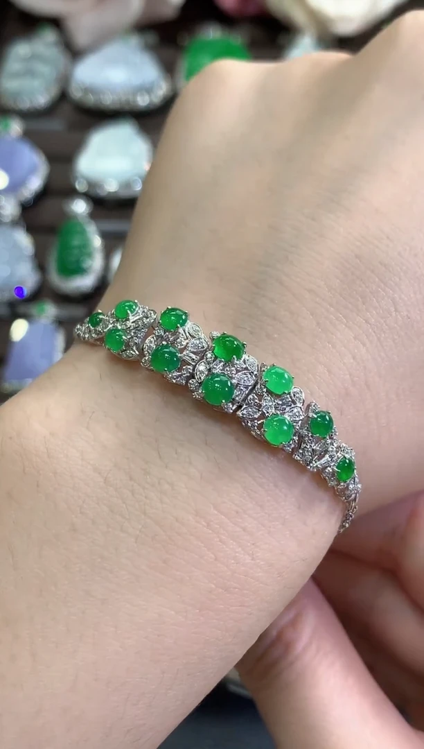 18K金镶嵌手链翡翠秋日珠宝R19