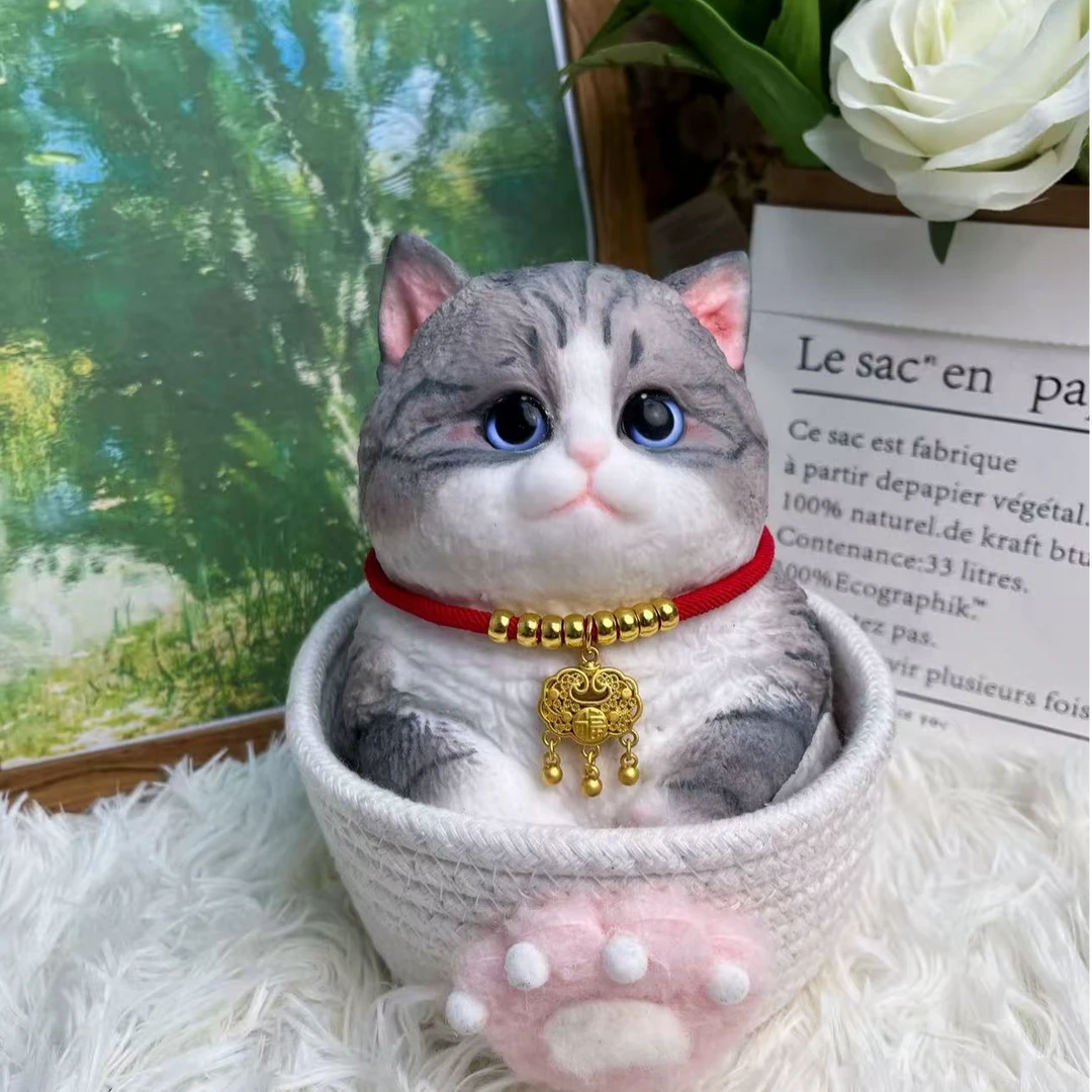 可爱玩具猫咪捏捏乐软糯无异味礼物摆件礼品diy纯手绘解压神器