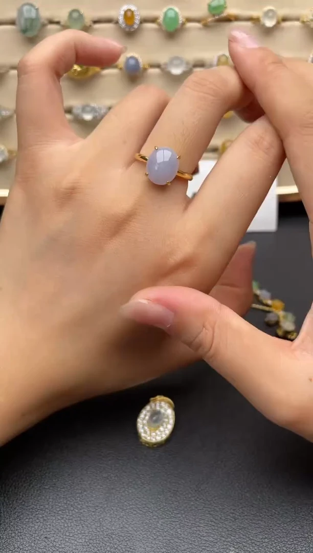 银S925镶嵌戒指翡翠一物一证一礼盒